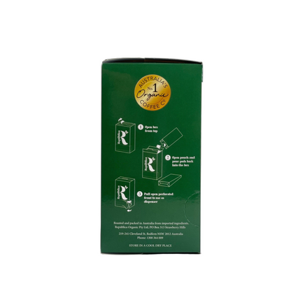 Republica Organic Decaf Coffee Pods Nespresso Compatible.  Side Box