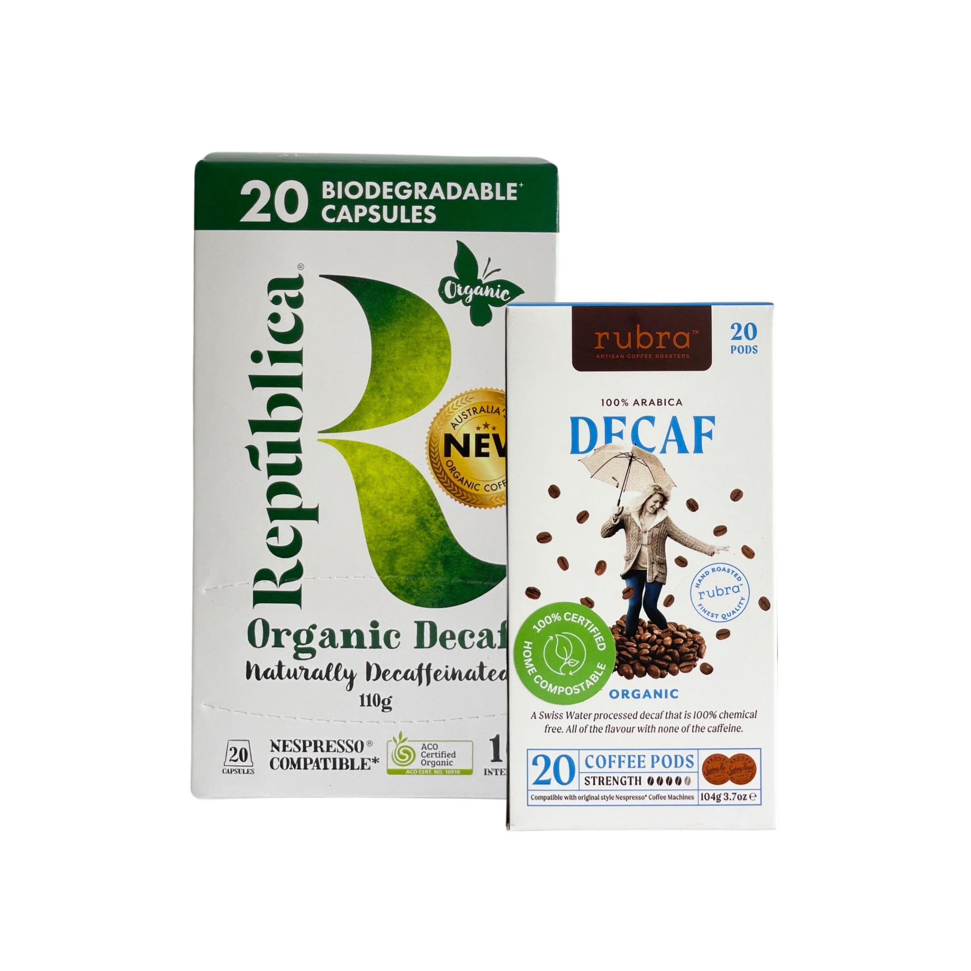 Republic Organic Decaf Pods Rubra Organic Decaf Pods Darker Roast Bundle- Nespresso Compatible Pods